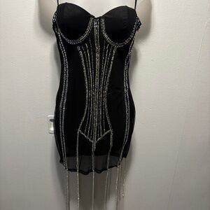 Black Bedazzled Mini Dress